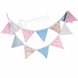 Triangle de haute qualité en tissu de coton de fête bannière décoration personnalisé fête banderoles drapeaux