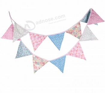Triangle de haute qualité en tissu de coton de fête bannière décoration personnalisé fête banderoles drapeaux