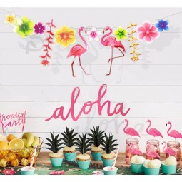 Hawaiian flamingo decoration pull flower bunting  pineapple flag summer theme party arrangement flag