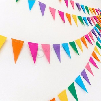 Promote party supplies pennant banner triangle flag string burlap bunting flag