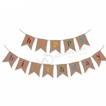 Fournitures d’événement et de fête Type Blanc Joyeux Anniversaire Bunting Bannière 2018s