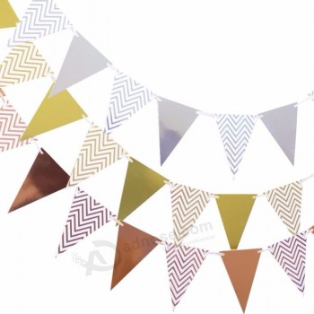 vente en gros pas cher 12 drapeaux or rose guirlandes anniversaire nid d’ange bannières fanion Baby Shower mariage guirlande drapeaux décoration de fête