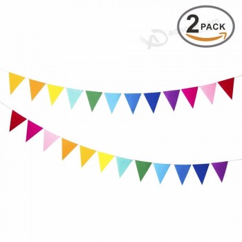 bunting van regenboogvilt voor verjaardagsfeest, babydouche, raam en kinderkamerdecoraties