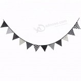 Hot selling printing wedding decoration supply baby photography background hanging fabric bunting triangle flag