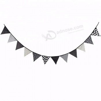 Hot selling printing wedding decoration supply baby photography background hanging fabric bunting triangle flag