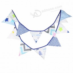 Custom hanging blue triangle flag birthday pennant for boys