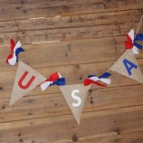 gagliardetti tricolore appesi tricolore bowknot blu, bianco e rosso stampa gagliardetti di lino
