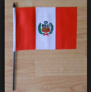 alta qualidade peru mão bandeira com vara