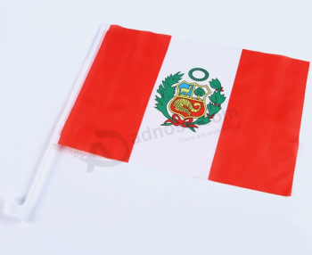 Pays Pérou Voiture Fenêtre Drapeau Pérou Drapeau de voiture avec poteau en plastique