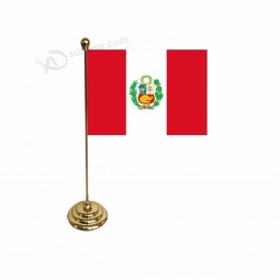 Knitted Polyester Peru Table Flag with Zinc Alloy Flagpole