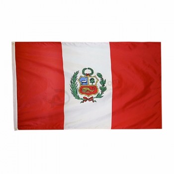 Banderas de Perú al aire libre de sublimación digital de poliéster personalizado de 90 cm x 150 cm