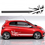 Für peugeot 107 & 108 019 207 & 208 union jack flag racing streifen grafik aufkleber aufkleber auto styling da-0y2 grau