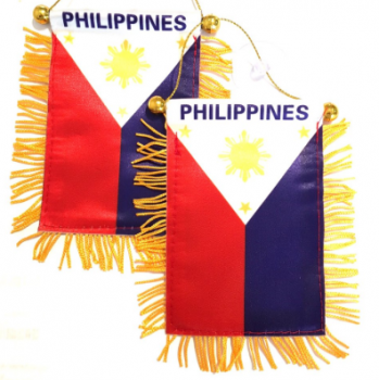 filipinas, pendurando, flâmula, com, franja amarela, e, corda