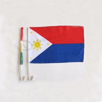 bandeira impressa do poliéster mini filipinas grampo para a janela de carro