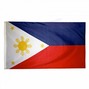bandera de filipinas de poliéster de serigrafía de tamaño estándar personalizada
