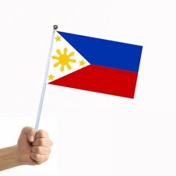 billige benutzerdefinierte größe 14 * 21 cm philippinen hand stick flagge