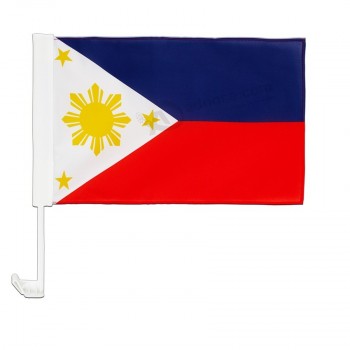 Drapeau de voiture des Philippines de taille personnalisée en polyester à bas prix avec mât