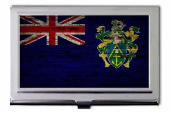 Pitcairn Islands Flag Brick Wall Design Business Card Holder