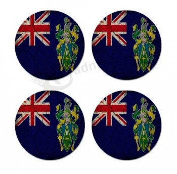 Pitcairn Islands Flag Brick Wall Design Square Coasters - Set of 4