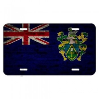 Pitcairn Islands Flag Brick Wall Design License Plate