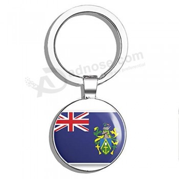 Glover Trading Pitcairn Islands Rond Acier Métal Porte-clés Porte-clés Anneau Double Face Deisgn