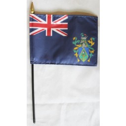 Islas Pitcairn - 4 en x 6 en la bandera mundial de palo