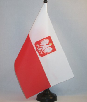 Impression professionnelle Pologne drapeau de table national avec socle