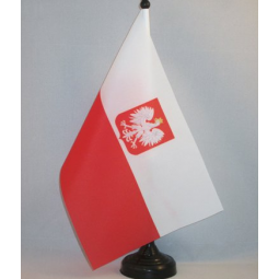 Professional printing Poland national table flag with base