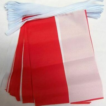 Vlag van bunting in rood en wit polyester met stoffen polen