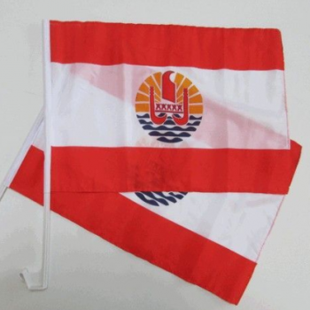 Knitted polyester Polynesia Car Flag with plastic pole