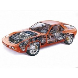 Porsche 928 mini poster cutaway 11x17 stampa master