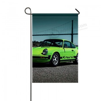 DongGan jardin drapeau Porsche 911 Carrera 1974 vert vue latérale 12x18 pouces (sans mât)