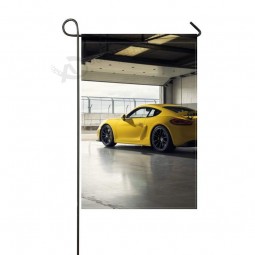 DongGan Garden Flag Porsche Cayman Gt4 Yellow Side View 12x18 Inches(Without Flagpole)