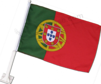 Tejido de poliéster Portugal país bandera del coche con poste de plástico