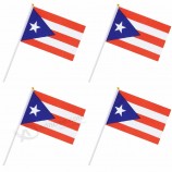 Малыш девушка взрослая рука полиэстер холст яркий Пуэрто-Рико рука размахивая флагом с пластиковым полюсом