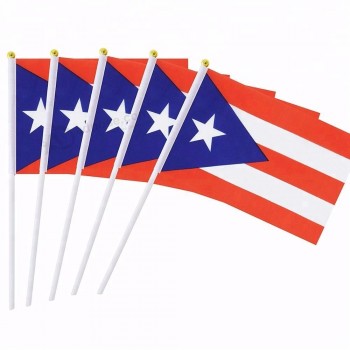 Vente en gros 12 « x18 » Porto Rico Royal Blue Stick main agitant Drapeau