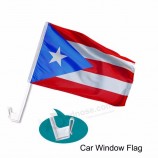 Tamanho personalizado tecido de poliéster janela lateral do carro bandeira país porto rico bandeiras do carro