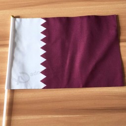 Custom Qatar Hand Held Flag For Cheering Advertising Hand Shake Flag