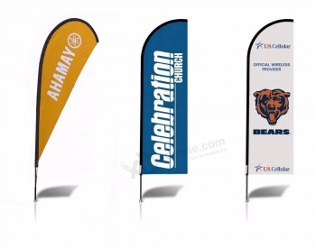 Drapeau de plume personnalisé avec poteau en aluminium, couteau drapeau en gros promotion extérieure publicité volant en forme de larme bannière drapeau personnalisé