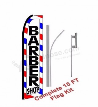 Personnalisable 13,5 pieds Barber Shop Tricoté Polyester Swooper Set Sol Spike Plume Drapeau de plage avec poteau