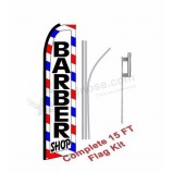 kundengerechter 13.5ft Friseursalon gestrickter Polyester-Swooper Gesetzte Grundspitzenfeder-Strandflagge mit Pfosten