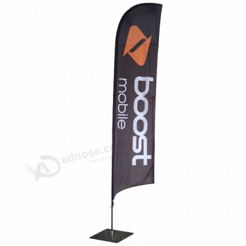 Publicité promotionnelle extérieure bon marché drapeau de plage de plume personnalisé avec mât de drapeau en fibre de verre