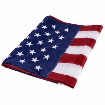 Haute Qualité Deluxe Longue Durée 3x5ft Personnalisé 210D Nylon Amérique Brodé Étoiles Cousues Rayures USA Drapeau National Américain