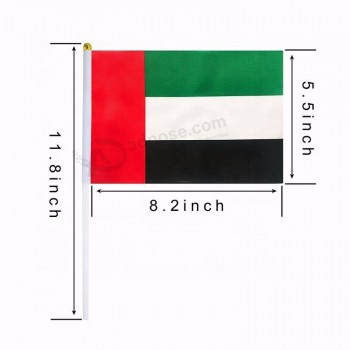 самый лучший продавая изготовленный на заказ напечатанный флаг руки сублимации ОАЭ с пластичным поляком