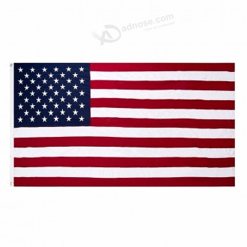 210D Embroidered American Flag 3x5 Feet Sewn Stripes Stars and Brass Grommets