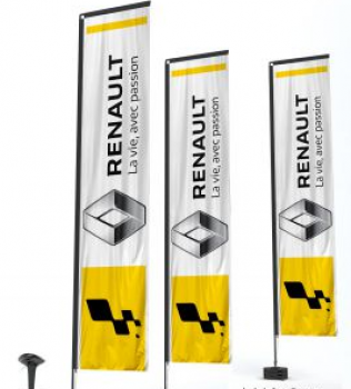 Impression personnalisée rectangle Renault publicité lame drapeau pour la publicité