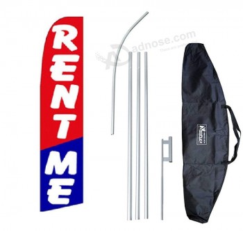 Ensemble complet de drapeau et d’étui en plumes « Rent Me » de 12 pieds.Comprend un drapeau de 12 pieds, un poteau de 15 pieds, un piquet de sol et une mallette de transport/rangem
