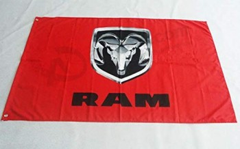 Montree Shop RED Car Racing Banner Drapeaux pour Dodge RAM Flag 3ft x 5ft 90x150cm