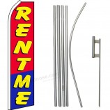 Rent Me Red giallo blu swooper super flag & 16ft flagpole Kit ground spike pubblicità 11.5'x2.5 '(piede)