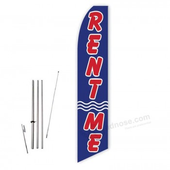 Rent Me (Blue) Super Novo Feather Flag - Complete with 15ft Pole Set and Ground Spike